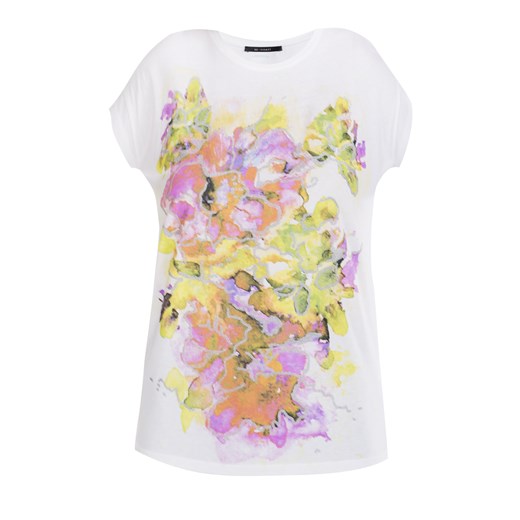 T-shirt z pastelowymi kwiatami e-monnari szary Bluzki bawełniane