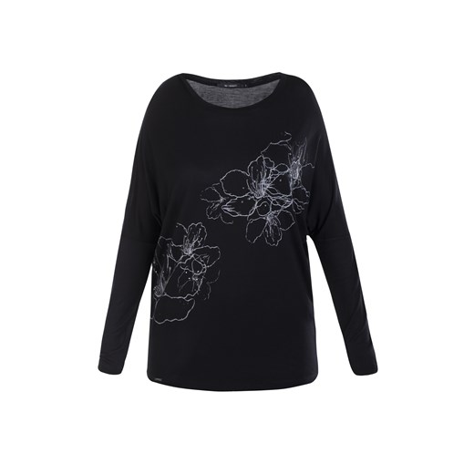 T-shirt z naszkicowanymi kwiatami e-monnari czarny Bluzki z nadrukiem