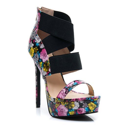 SERGIO FLORAL HIGH HEELS czasnabuty-pl czarny glamour