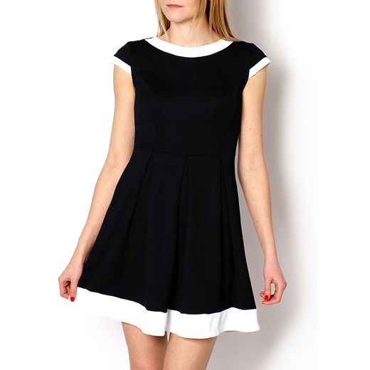 Rozkloszowana sukienka z kontrastowym wykończeniem zoio-pl czarny lato
