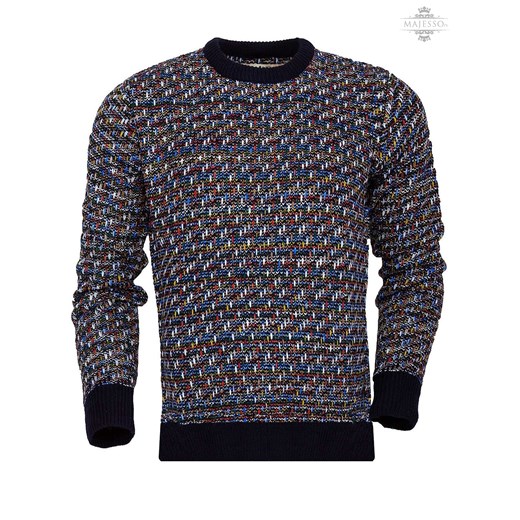 Sweter z barwnym splotem D-Struct majesso-pl szary jesień