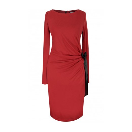 Aldona sukienka czerwona z wiązaniem n-fashion-pl czerwony dzianina