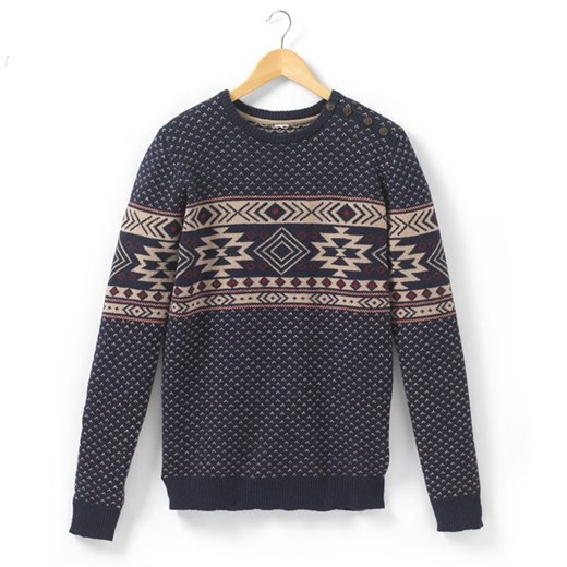 Sweter żakardowy z długimi rękawami. la-redoute-pl szary zima