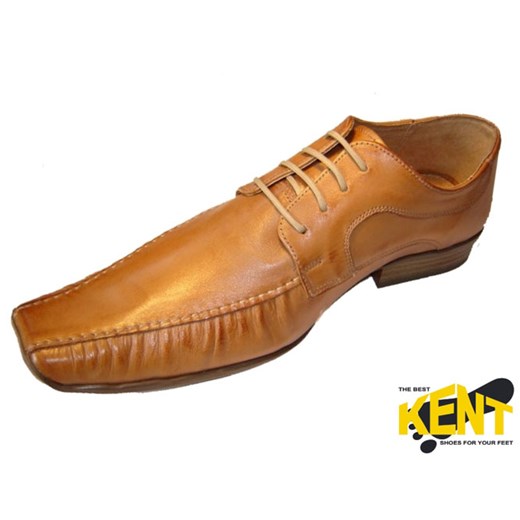 KENT 041M JASNY BRĄZ - Eleganckie, skórzane buty męskie - WYPRZEDAŻ sklep-obuwniczy-kent brazowy materiałowe