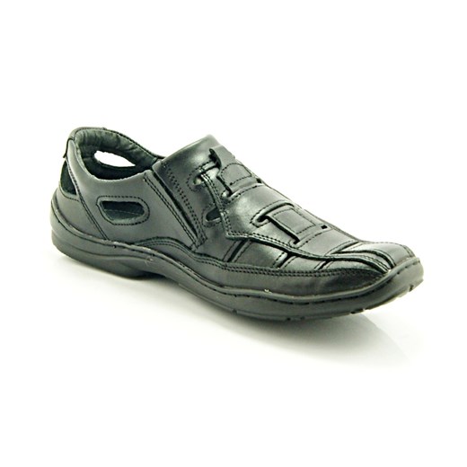 KENT 113 CZARNE - Skórzane buty męskie idealne na lato sklep-obuwniczy-kent szary skóra