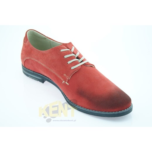 KENT 215 CZERWONE WELUR - Męskie buty skórzane, krok w stronę dobrego stylu sklep-obuwniczy-kent czerwony Półbuty skórzane męskie