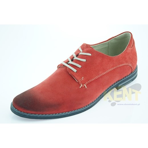 KENT 215 CZERWONE WELUR - Męskie buty skórzane, krok w stronę dobrego stylu sklep-obuwniczy-kent czerwony elegancki