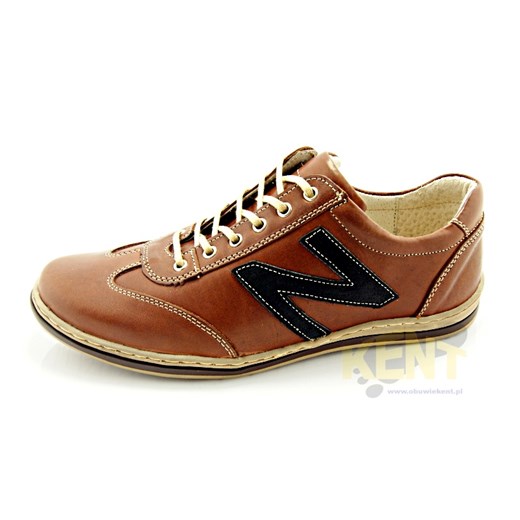 KENT 217N BRĄZOWE - Skórzane buty męskie z literą N sklep-obuwniczy-kent brazowy naturalne
