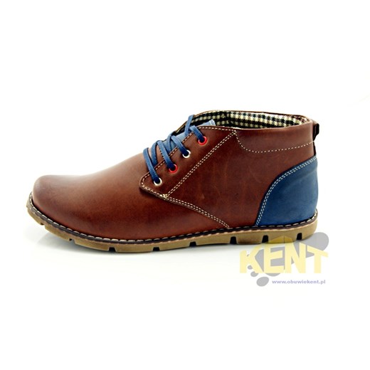 KENT 226 BRĄZ-GRANAT - Podwyższone buty ze skóry naturalnej sklep-obuwniczy-kent brazowy Półbuty sznurowane męskie