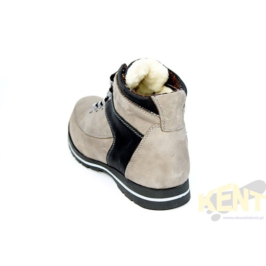 KENT 350 SZARO-CZARNE - Zimowe buty skórzane w stylu Timberland sklep-obuwniczy-kent bezowy syntetyk