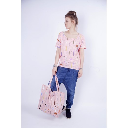 T-shirt damski `łosoś róż` showroom-pl bezowy minimalistyczny