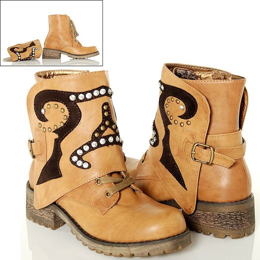 Botki - Camel - Efektowne Workery z Nakładką buu-pl brazowy bez wzorów