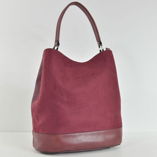 Duża torebka worek z przodem z materiału imitującego zamsz cervandone-pl fioletowy lato