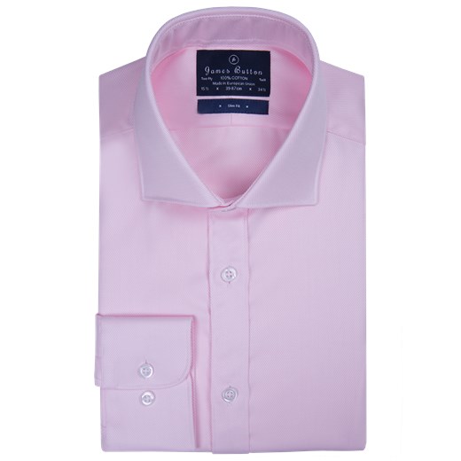 Plain Pink Two-Ply Cotton Luxury Twill Slim Fit Shirt