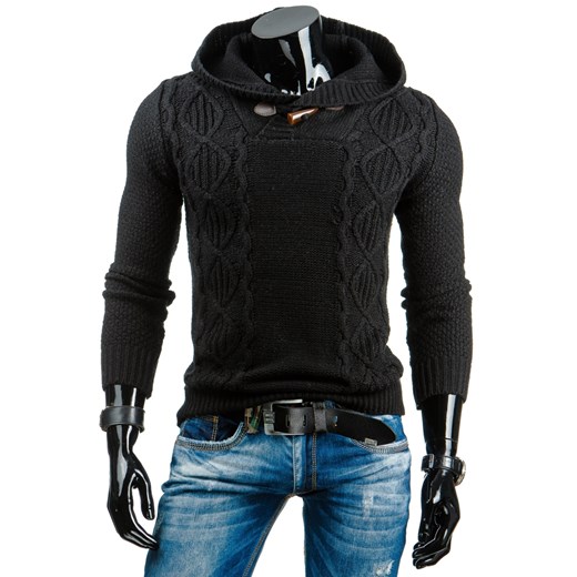 Sweter męski czarny (wx0661) dstreet czarny elastan