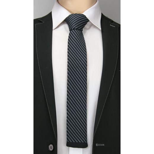 Dziergany krawat typu knit - Chattier KRCH0761 jegoszafa-pl szary dzianina