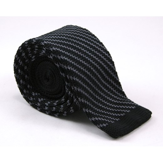 Dziergany krawat typu knit - Chattier KRCH0761 jegoszafa-pl czarny casual