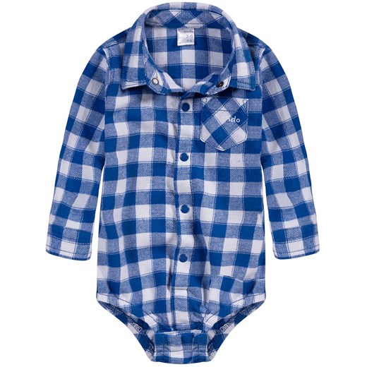 Koszula-body w kratę dla niemowlaka endo niebieski kratka