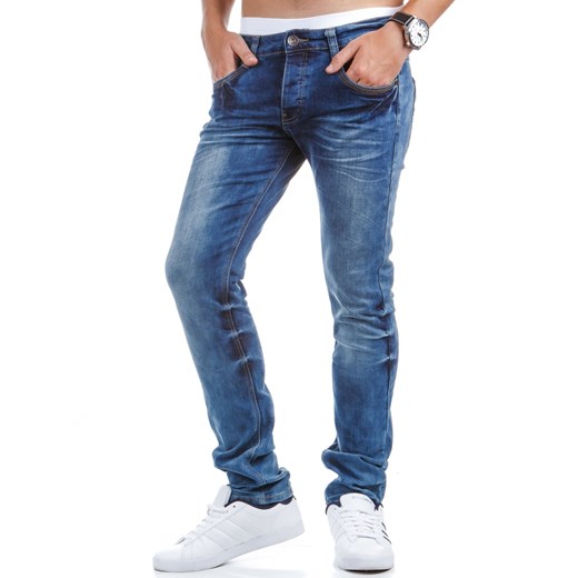 Spodnie jeansowe męskie niebieskie (ux0370) dstreet niebieski bawełna