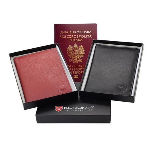 Skórzana okładka na paszport biometryczny - RFID STOP od KORUMA koruma-id-protection rozowy skóra