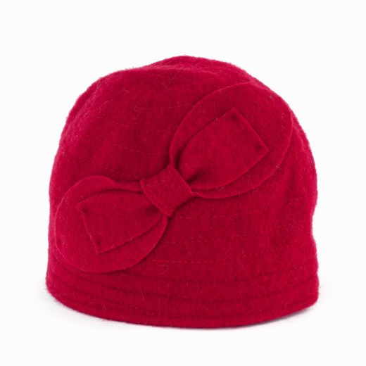 Wełniany kapelusik z kokardką szaleo czerwony zima
