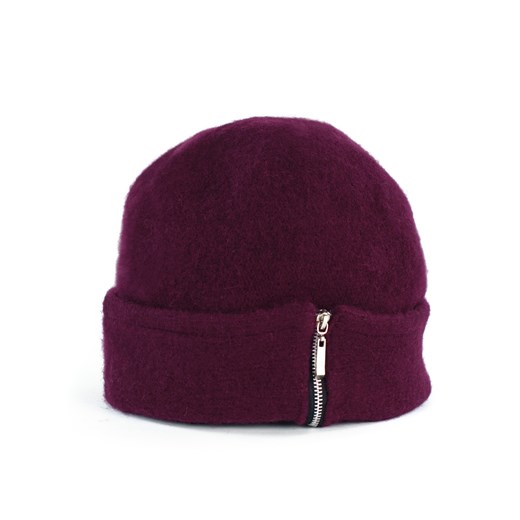Wełniana czapka-kapelusik z zamkiem szaleo czerwony zima