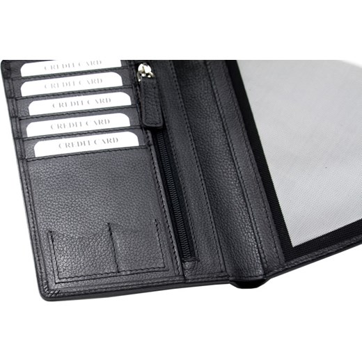 Skórzany portfel na paszport biometryczyny oraz karty zbliżeniowe - RFID STOP od KORUMA koruma-id-protection szary miejsce na karty kredytowe