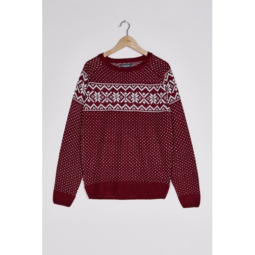 Snow print sweater terranova czerwony nadruki