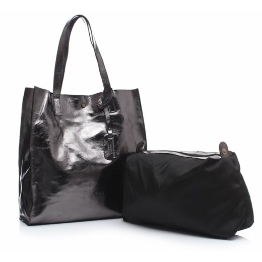 Torba Skórzana Shopper Bag z Kosmetyczką Iron torbs-pl czarny casual