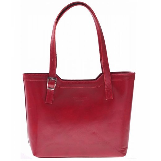 Klasyczna Torebka Skórzana Made in Italy Vera Pelle czerwona torbs-pl czerwony casual