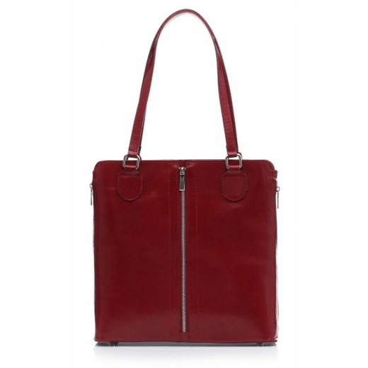 Klasyczna Torebka Skórzana Genuine Leather Czerwona torbs-pl brazowy glamour