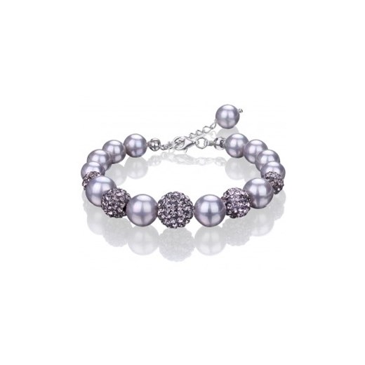 Bransoletka z pereł stopniowanych platinum + kryształki ze srebrem 925 w eleganckim pudełku coccola bialy perły