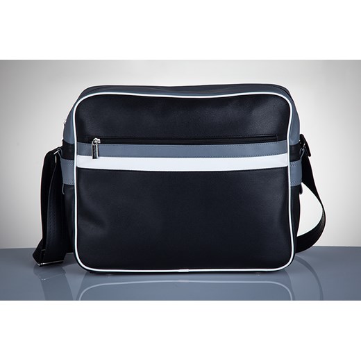 SOLIER MS01 czarno - szara stylowa torba męska na ramię skorzana-com czarny na laptopa