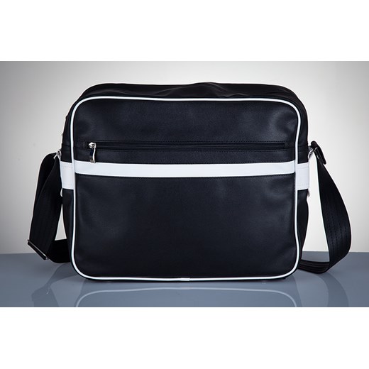 SOLIER MS01 czarno - biała stylowa torba męska na ramię skorzana-com czarny na laptopa