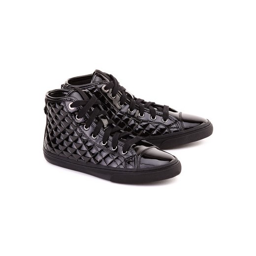 Geox Buty Donna New Club - Czarne Lakierowane Trampki Damskie - D4458D 000 Geox spartoo czarny casual