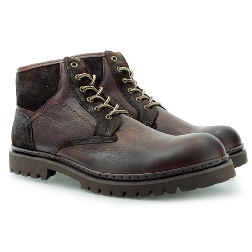 TRAPERY MARC O'POLO LACE FLATHEL BOOTIE WASHED PULL UP BROWN riccardo szary miękkie