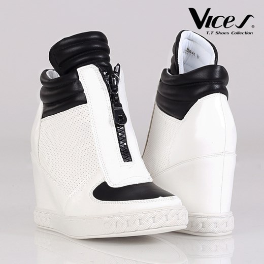 VICES - ODLOTOWE BIAŁE SNEAKERSY - ZAMEK stukstuk-pl bezowy zamek