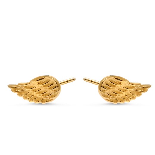 Złote kolczyki pr.585  skrzydła anioła viadem zielony złota