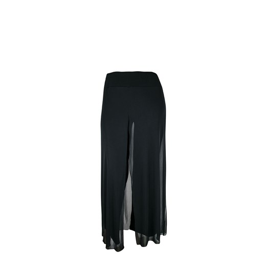 Szyfonowe czarne spodnie z rozcięciami modne-duze-rozmiary czarny dzianina