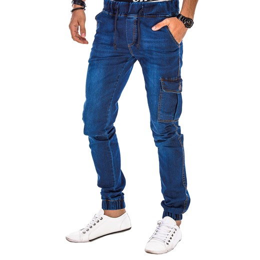 Spodnie P196 - JEANSOWE ombre granatowy jeans