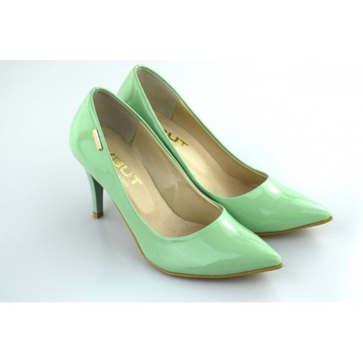 Szpilki szpic mięta lakier mk-shoes zielony elegancki