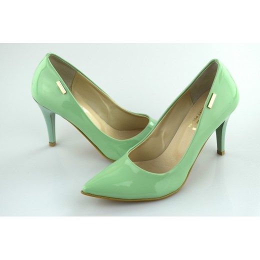 Szpilki szpic mięta lakier mk-shoes zielony glamour
