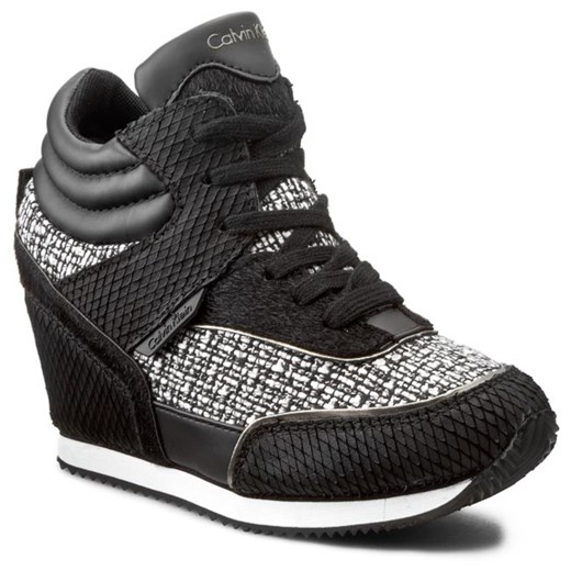 Sneakersy CALVIN KLEIN JEANS - Vivi Knitted RE9350  Black/White eobuwie-pl szary jesień