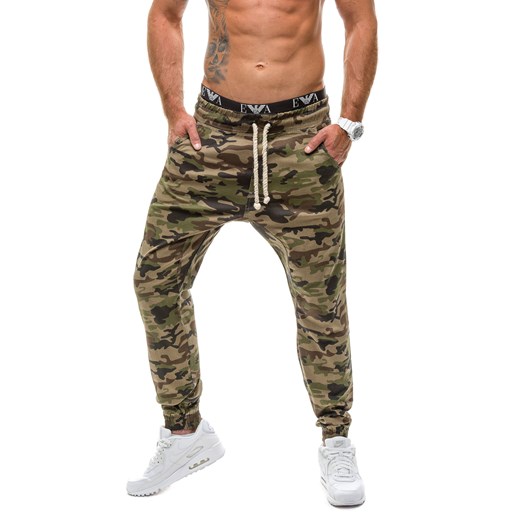 Spodnie męskie joggery ATHLETIC 0367 khaki - KHAKI denley-pl pomaranczowy militarny