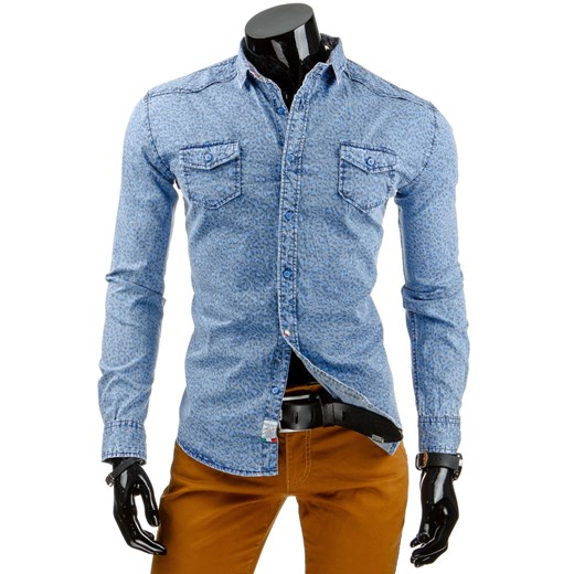 Koszula męska jeansowa (dx0870) dstreet niebieski bawełna