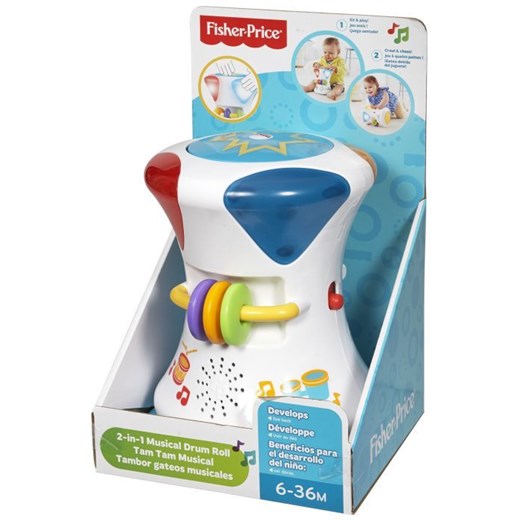 Fisher Price, zabawka interaktywna Muzyczny Bębenek 2w1 - Darmowa dostawa do salonów empik! smyk-com niebieski wiosna