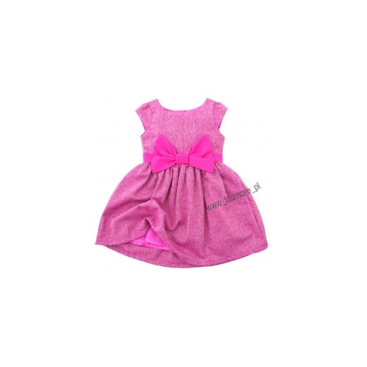 Sukienka dla dziewczynki z kokardą 74 - 146 Ksenia róż blumore-pl rozowy połysk