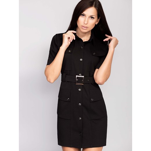 Krótka sukienka typu t-shirt czarny the-cover czarny casual
