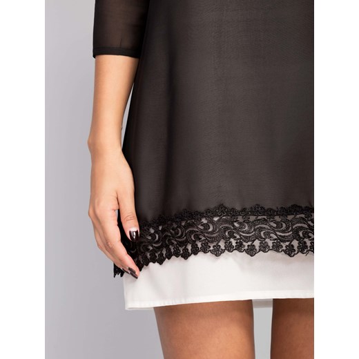 Elegancka sukienka z szyfonu czarny the-cover bezowy oversize