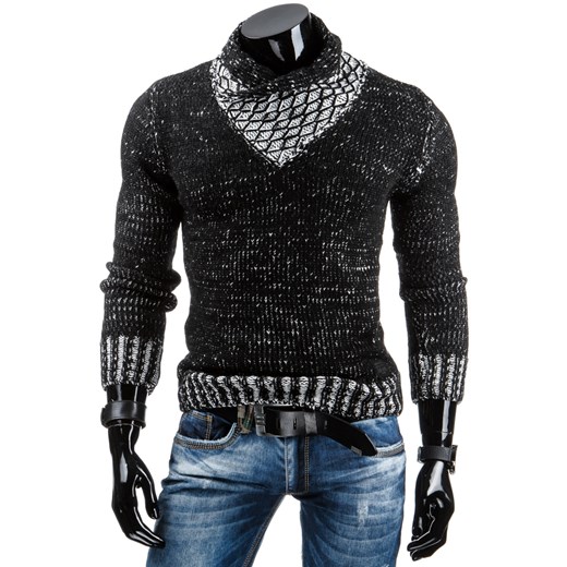 Sweter męski czarny (wx0701) dstreet czarny dzianina